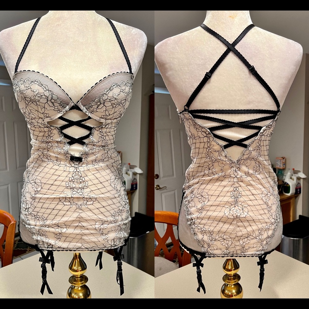 VS Victorias Secret garter fishnet lace lingerie